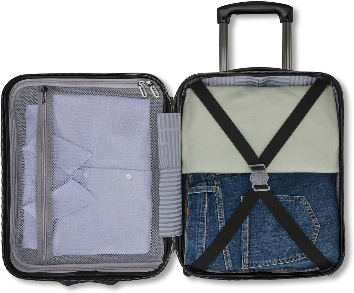 Fathead Underseater Carry-On Luggage - Airline Approved - Customize with Favorite Sports or Character Decal - Durable ABS Hardshell - RightHeight™ Adjustable Handle - White