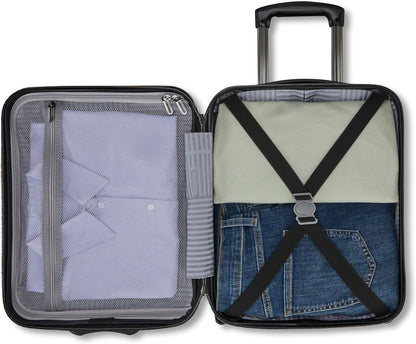 Fathead Underseater Carry-On Luggage - Airline Approved - Customize with Favorite Sports or Character Decal - Durable ABS Hardshell - RightHeight™ Adjustable Handle - White