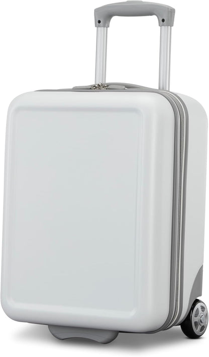 Fathead Underseater Carry-On Luggage - Airline Approved - Customize with Favorite Sports or Character Decal - Durable ABS Hardshell - RightHeight™ Adjustable Handle - White