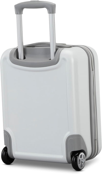 Fathead Underseater Carry-On Luggage - Airline Approved - Customize with Favorite Sports or Character Decal - Durable ABS Hardshell - RightHeight™ Adjustable Handle - White