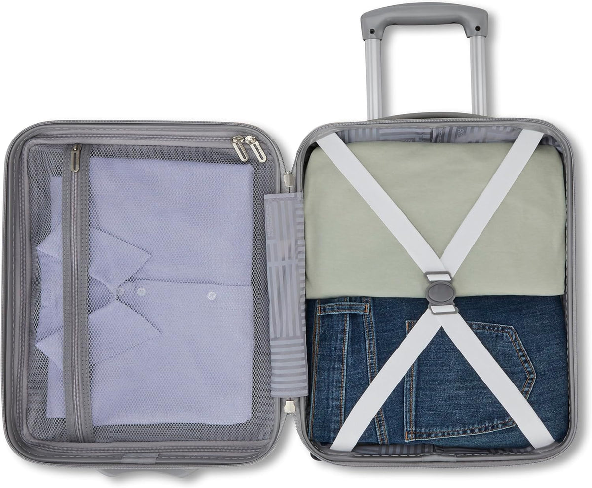 Fathead Underseater Carry-On Luggage - Airline Approved - Customize with Favorite Sports or Character Decal - Durable ABS Hardshell - RightHeight™ Adjustable Handle - White