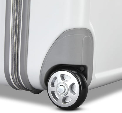 Fathead Underseater Carry-On Luggage - Airline Approved - Customize with Favorite Sports or Character Decal - Durable ABS Hardshell - RightHeight™ Adjustable Handle - White