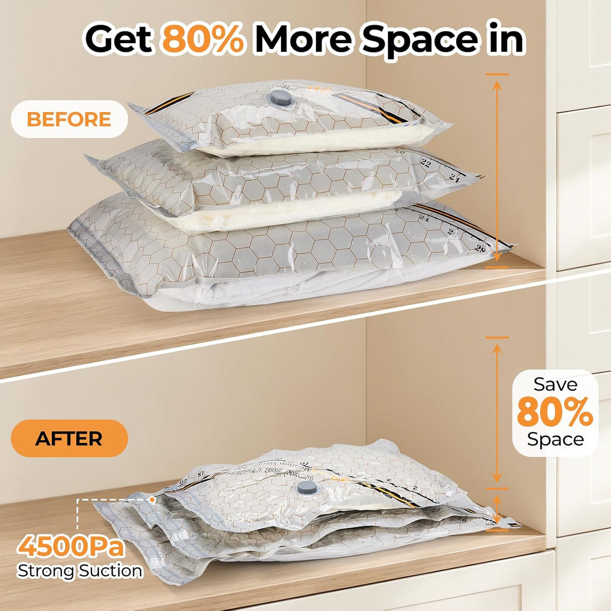 Rechargeable Wireless Pump Travel Storage Bags， Storage Bags Vacuum Sealed，Travel & Home Organizer Set, Multi-Size Space-Saving Bags, Suitable Closet Luggage Bedding Clothing Storage
