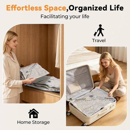 Rechargeable Wireless Pump Travel Storage Bags， Storage Bags Vacuum Sealed，Travel & Home Organizer Set, Multi-Size Space-Saving Bags, Suitable Closet Luggage Bedding Clothing Storage