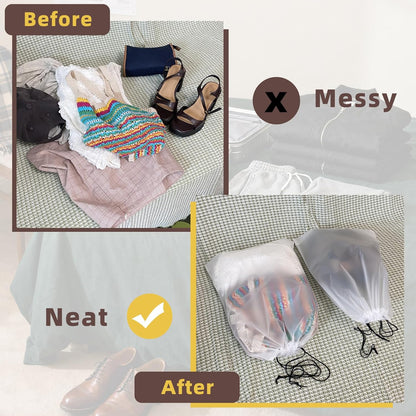 Clear Shoe Bags for Travel, 11.8" x 15.7" Travel Shoe Bags for Storage and Packing, Waterproof Drawstring Shoe Bag for Traveling, Travel Essentials for Women and Men