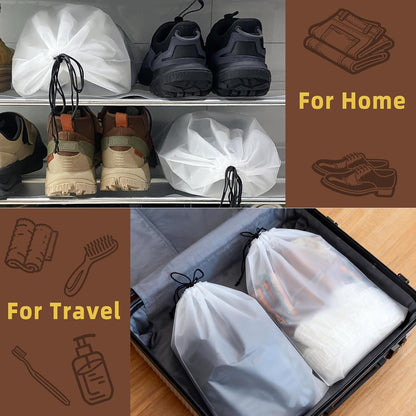Clear Shoe Bags for Travel, 11.8" x 15.7" Travel Shoe Bags for Storage and Packing, Waterproof Drawstring Shoe Bag for Traveling, Travel Essentials for Women and Men