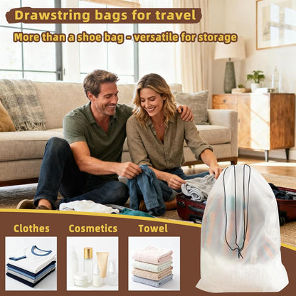 Clear Shoe Bags for Travel, 11.8" x 15.7" Travel Shoe Bags for Storage and Packing, Waterproof Drawstring Shoe Bag for Traveling, Travel Essentials for Women and Men