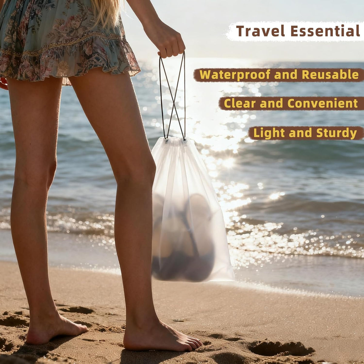 Clear Shoe Bags for Travel, 11.8" x 15.7" Travel Shoe Bags for Storage and Packing, Waterproof Drawstring Shoe Bag for Traveling, Travel Essentials for Women and Men