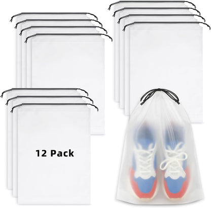 Clear Shoe Bags for Travel, 11.8" x 15.7" Travel Shoe Bags for Storage and Packing, Waterproof Drawstring Shoe Bag for Traveling, Travel Essentials for Women and Men