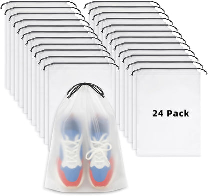 Clear Shoe Bags for Travel, 11.8" x 15.7" Travel Shoe Bags for Storage and Packing, Waterproof Drawstring Shoe Bag for Traveling, Travel Essentials for Women and Men