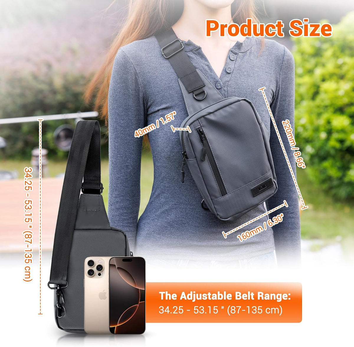 Travel Neck Phone Holster Pouch for 17 16 15 Pro Max 26 S25 | for 4.5-6.7" smartphones, adjustable crossbody strap, Card slot & zipper pocket, shock padding, water-resistant Oxford