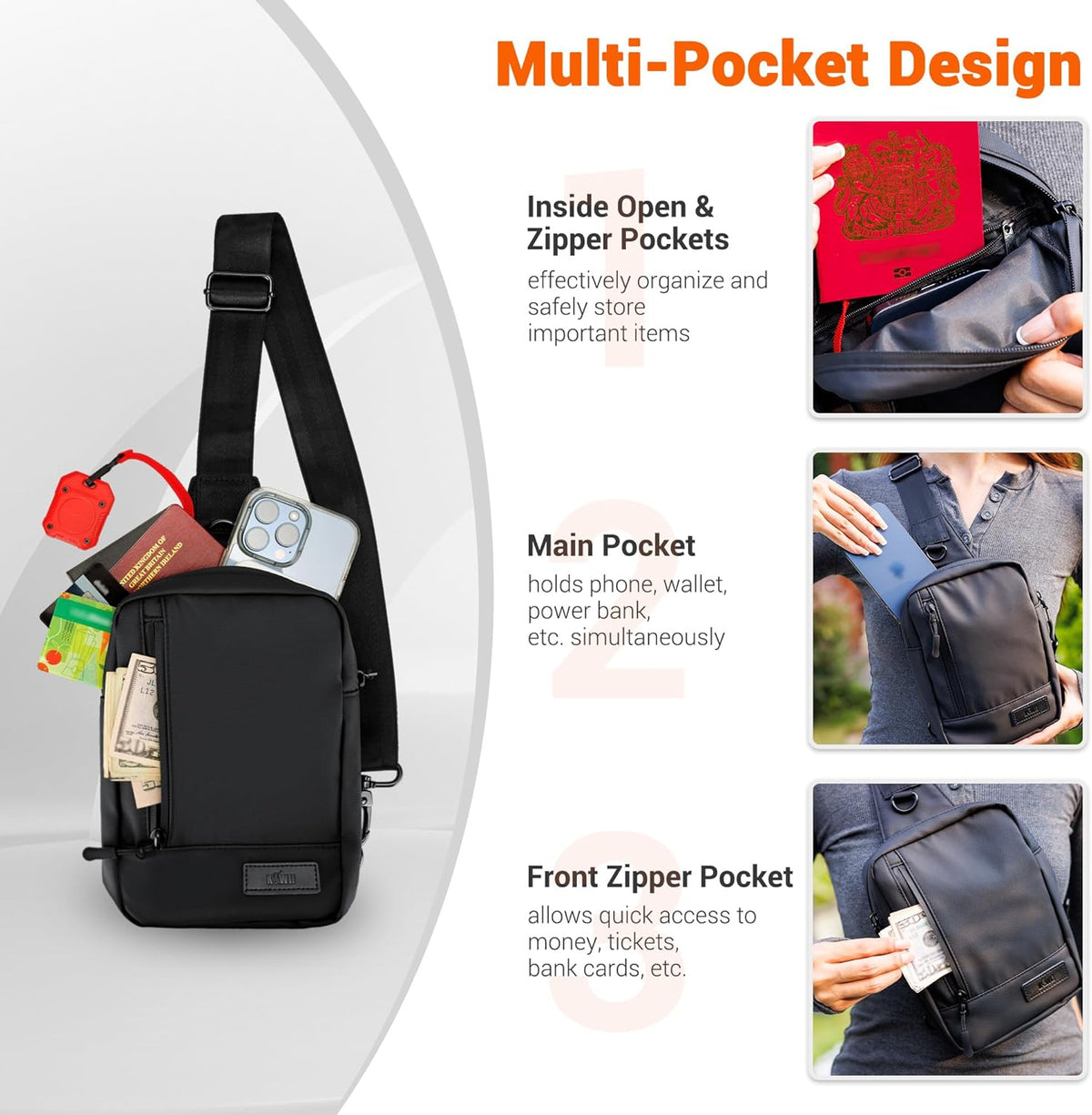 Travel Neck Phone Holster Pouch for 17 16 15 Pro Max 26 S25 | for 4.5-6.7" smartphones, adjustable crossbody strap, Card slot & zipper pocket, shock padding, water-resistant Oxford