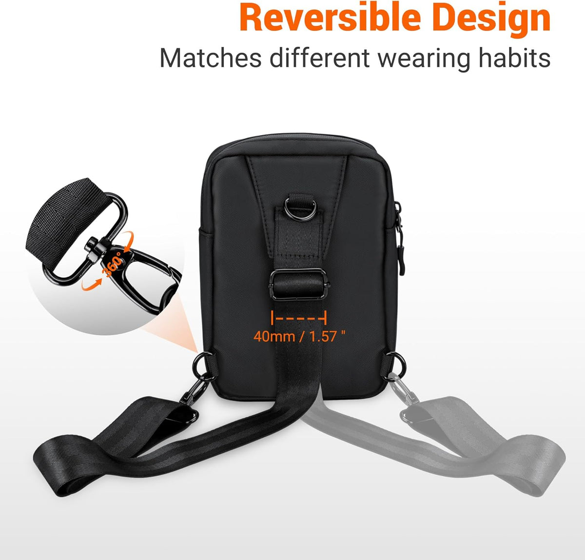 Travel Neck Phone Holster Pouch for 17 16 15 Pro Max 26 S25 | for 4.5-6.7" smartphones, adjustable crossbody strap, Card slot & zipper pocket, shock padding, water-resistant Oxford