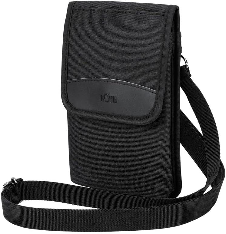 Travel Neck Phone Holster Pouch for 17 16 15 Pro Max 26 S25 | for 4.5-6.7" smartphones, adjustable crossbody strap, Card slot & zipper pocket, shock padding, water-resistant Oxford