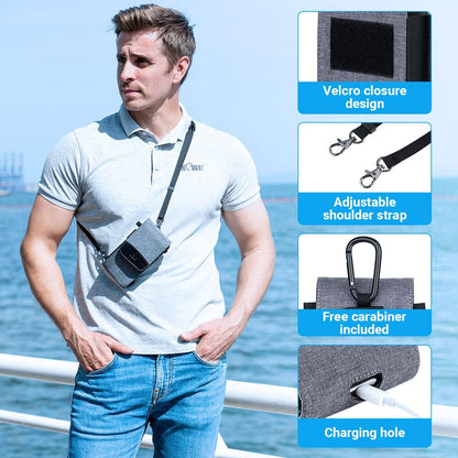 Travel Neck Phone Holster Pouch for 17 16 15 Pro Max 26 S25 | for 4.5-6.7" smartphones, adjustable crossbody strap, Card slot & zipper pocket, shock padding, water-resistant Oxford