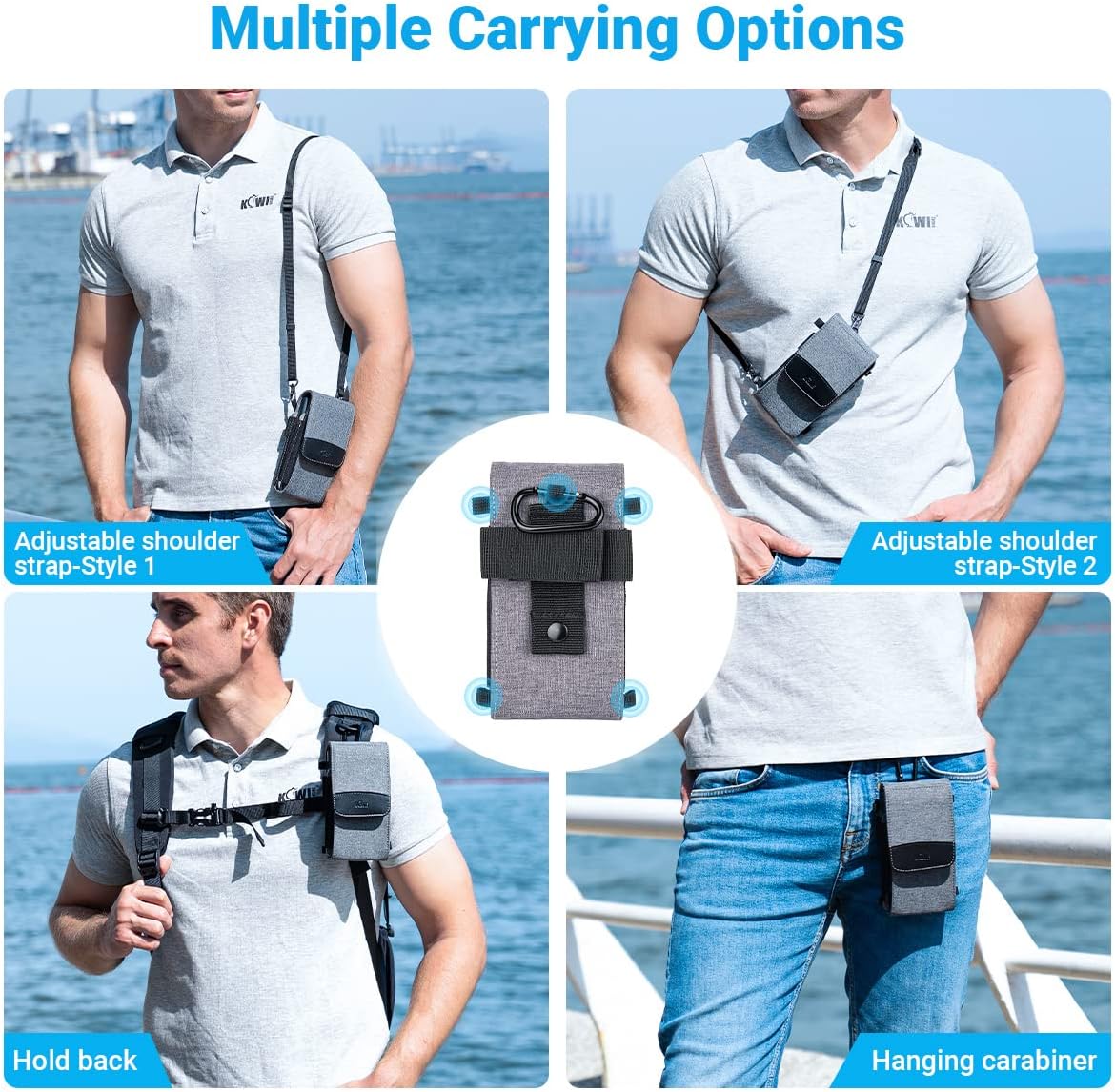 Travel Neck Phone Holster Pouch for 17 16 15 Pro Max 26 S25 | for 4.5-6.7" smartphones, adjustable crossbody strap, Card slot & zipper pocket, shock padding, water-resistant Oxford