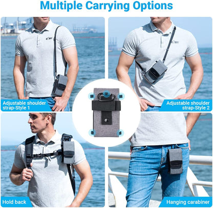 Travel Neck Phone Holster Pouch for 17 16 15 Pro Max 26 S25 | for 4.5-6.7" smartphones, adjustable crossbody strap, Card slot & zipper pocket, shock padding, water-resistant Oxford