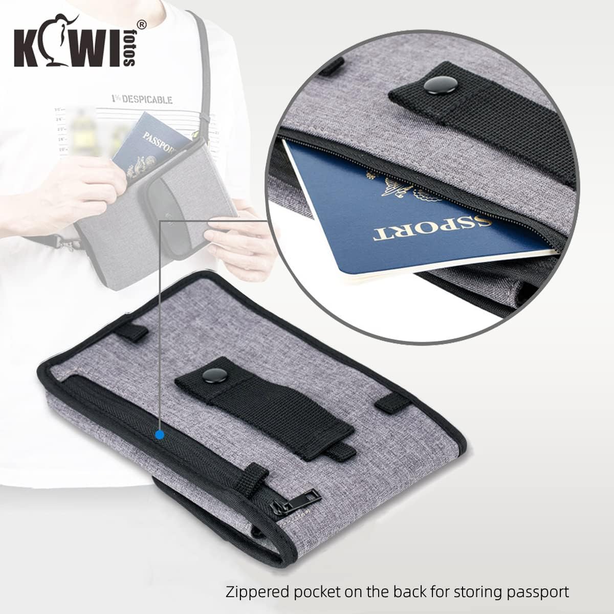 Travel Neck Phone Holster Pouch for 17 16 15 Pro Max 26 S25 | for 4.5-6.7" smartphones, adjustable crossbody strap, Card slot & zipper pocket, shock padding, water-resistant Oxford