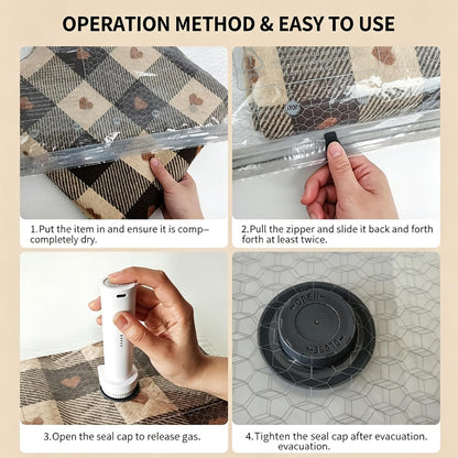 Cordless Vacuum Storage Bags with Electric Pump, Rechargeable Space Saver Compression Bags for Travel, Leak-proof Seal for Clothes, Bedding, Luggage & Suitcase