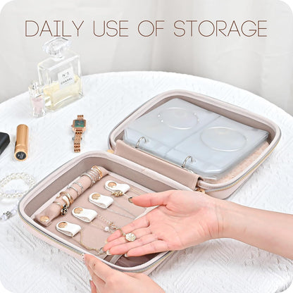 Large Travel Jewelry Organizer Case, Jewellery Home Storage Book Ring Binder with Clear Pockets for Presentation, Zippered Pouch Bag for Earrings Necklaces Bracelets -Black