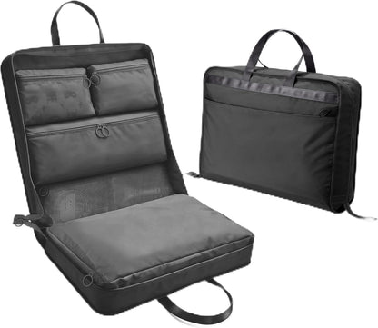 Hanging Suitcase Organizer, 5 in 1 Foldable Travel Storage Bag for Women, Portable Packing Cube Closet with Compartments for Clothes (Black)
