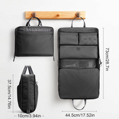 Hanging Suitcase Organizer, 5 in 1 Foldable Travel Storage Bag for Women, Portable Packing Cube Closet with Compartments for Clothes (Black)