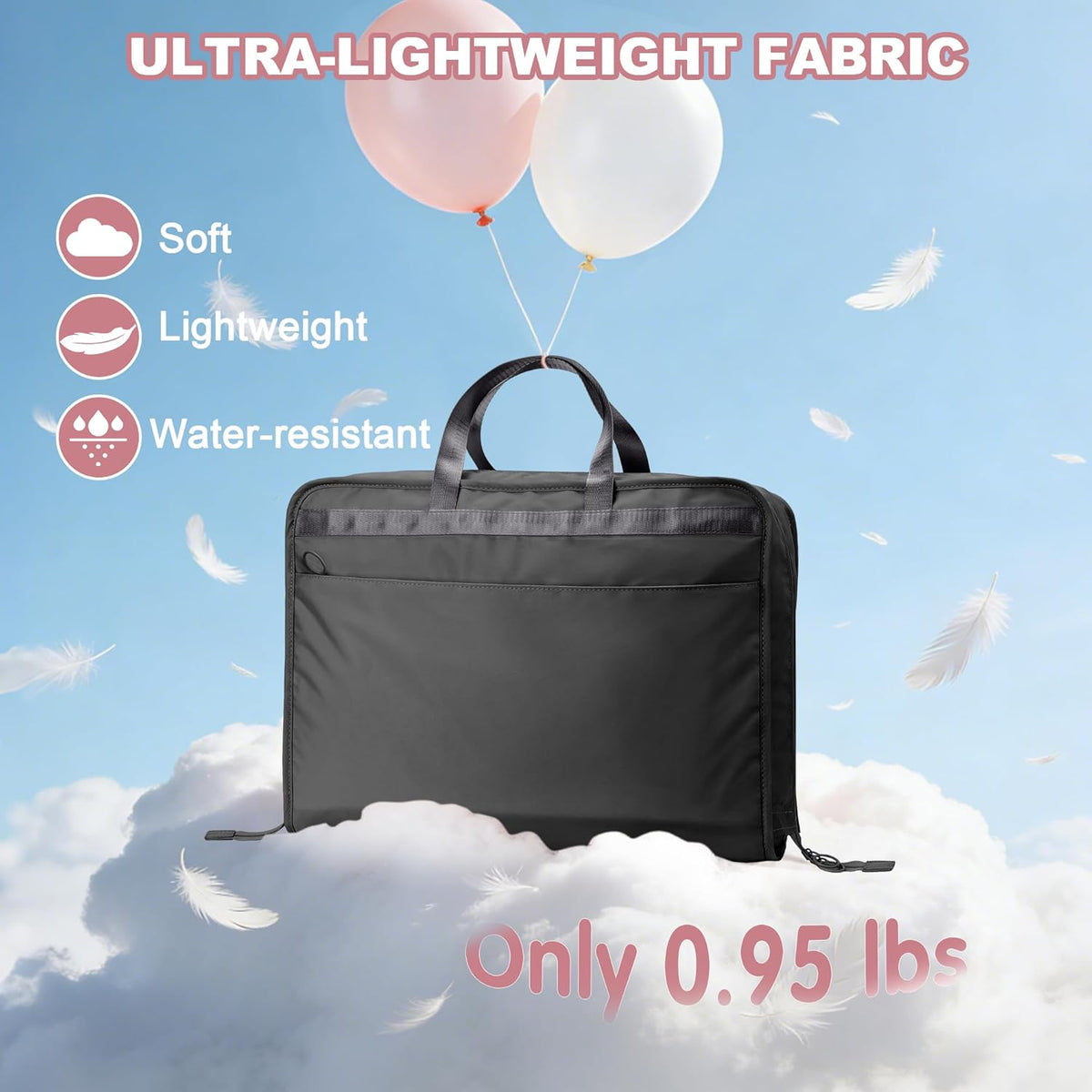 Hanging Suitcase Organizer, 5 in 1 Foldable Travel Storage Bag for Women, Portable Packing Cube Closet with Compartments for Clothes (Black)