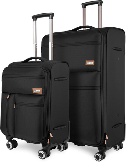 20'' Carry on Luggage,Softside Suitcase w/TSA LOCK,Expandable 20% Luggage w/Double Spinner Wheels,Lightweight Rolling Suitcases for Men/Women（Navy,20in）