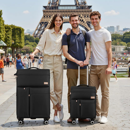 20'' Carry on Luggage,Softside Suitcase w/TSA LOCK,Expandable 20% Luggage w/Double Spinner Wheels,Lightweight Rolling Suitcases for Men/Women（Navy,20in）