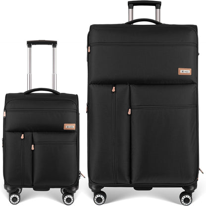 20'' Carry on Luggage,Softside Suitcase w/TSA LOCK,Expandable 20% Luggage w/Double Spinner Wheels,Lightweight Rolling Suitcases for Men/Women（Navy,20in）