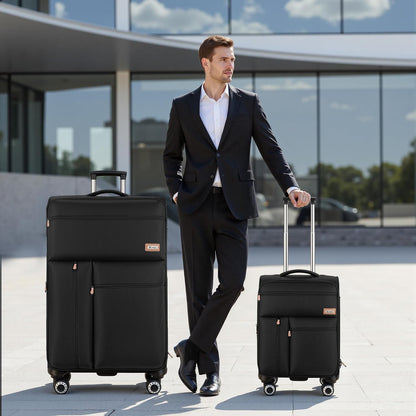 20'' Carry on Luggage,Softside Suitcase w/TSA LOCK,Expandable 20% Luggage w/Double Spinner Wheels,Lightweight Rolling Suitcases for Men/Women（Navy,20in）