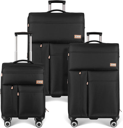 20'' Carry on Luggage,Softside Suitcase w/TSA LOCK,Expandable 20% Luggage w/Double Spinner Wheels,Lightweight Rolling Suitcases for Men/Women（Navy,20in）