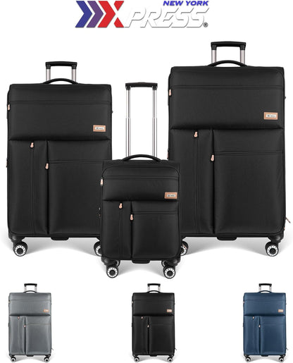 20'' Carry on Luggage,Softside Suitcase w/TSA LOCK,Expandable 20% Luggage w/Double Spinner Wheels,Lightweight Rolling Suitcases for Men/Women（Navy,20in）