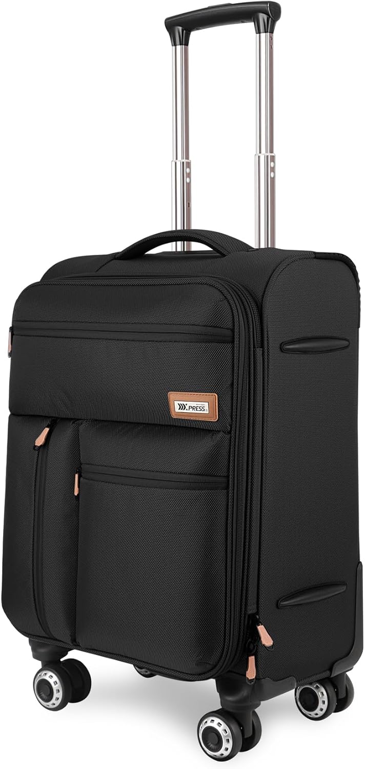 20'' Carry on Luggage,Softside Suitcase w/TSA LOCK,Expandable 20% Luggage w/Double Spinner Wheels,Lightweight Rolling Suitcases for Men/Women（Navy,20in）