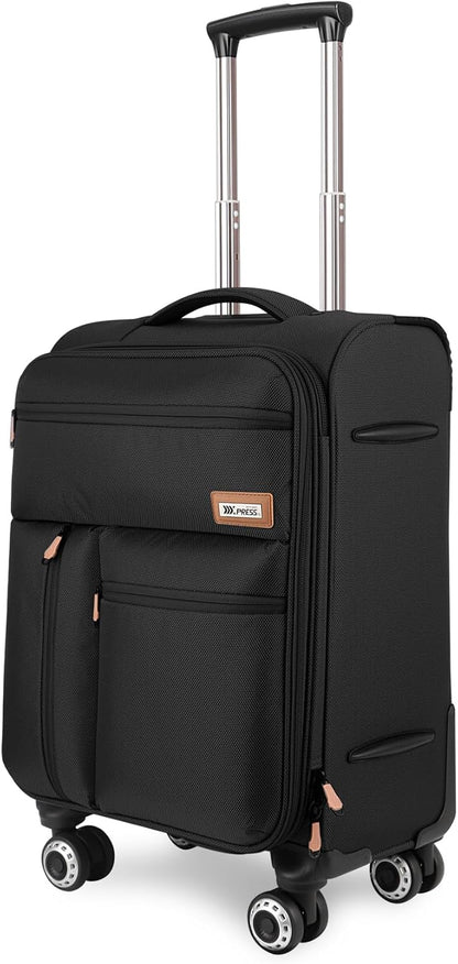 20'' Carry on Luggage,Softside Suitcase w/TSA LOCK,Expandable 20% Luggage w/Double Spinner Wheels,Lightweight Rolling Suitcases for Men/Women（Navy,20in）