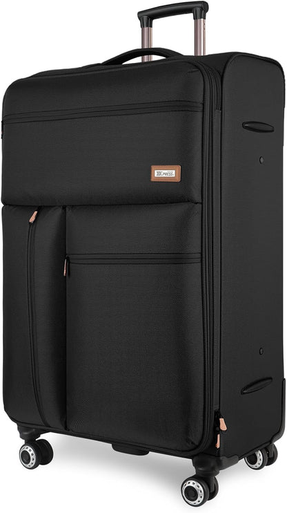 20'' Carry on Luggage,Softside Suitcase w/TSA LOCK,Expandable 20% Luggage w/Double Spinner Wheels,Lightweight Rolling Suitcases for Men/Women（Navy,20in）