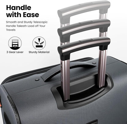 20'' Carry on Luggage,Softside Suitcase w/TSA LOCK,Expandable 20% Luggage w/Double Spinner Wheels,Lightweight Rolling Suitcases for Men/Women（Navy,20in）