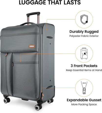 20'' Carry on Luggage,Softside Suitcase w/TSA LOCK,Expandable 20% Luggage w/Double Spinner Wheels,Lightweight Rolling Suitcases for Men/Women（Navy,20in）