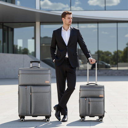 20'' Carry on Luggage,Softside Suitcase w/TSA LOCK,Expandable 20% Luggage w/Double Spinner Wheels,Lightweight Rolling Suitcases for Men/Women（Navy,20in）