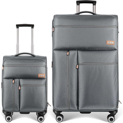 20'' Carry on Luggage,Softside Suitcase w/TSA LOCK,Expandable 20% Luggage w/Double Spinner Wheels,Lightweight Rolling Suitcases for Men/Women（Navy,20in）