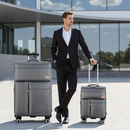 20'' Carry on Luggage,Softside Suitcase w/TSA LOCK,Expandable 20% Luggage w/Double Spinner Wheels,Lightweight Rolling Suitcases for Men/Women（Navy,20in）
