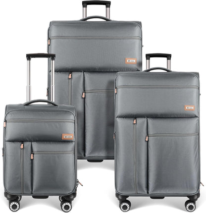 20'' Carry on Luggage,Softside Suitcase w/TSA LOCK,Expandable 20% Luggage w/Double Spinner Wheels,Lightweight Rolling Suitcases for Men/Women（Navy,20in）
