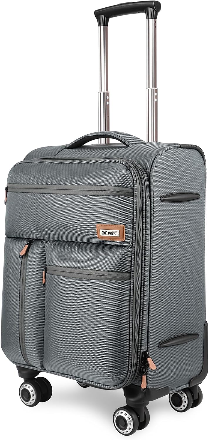20'' Carry on Luggage,Softside Suitcase w/TSA LOCK,Expandable 20% Luggage w/Double Spinner Wheels,Lightweight Rolling Suitcases for Men/Women（Navy,20in）