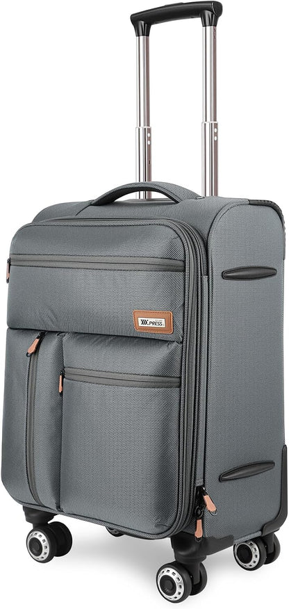 20'' Carry on Luggage,Softside Suitcase w/TSA LOCK,Expandable 20% Luggage w/Double Spinner Wheels,Lightweight Rolling Suitcases for Men/Women（Navy,20in）