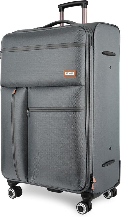 20'' Carry on Luggage,Softside Suitcase w/TSA LOCK,Expandable 20% Luggage w/Double Spinner Wheels,Lightweight Rolling Suitcases for Men/Women（Navy,20in）