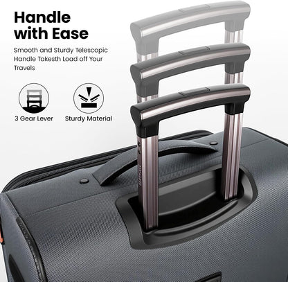 20'' Carry on Luggage,Softside Suitcase w/TSA LOCK,Expandable 20% Luggage w/Double Spinner Wheels,Lightweight Rolling Suitcases for Men/Women（Navy,20in）