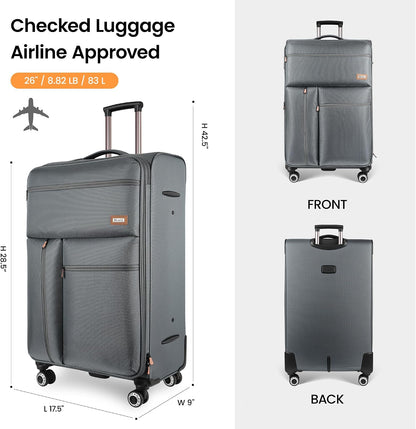20'' Carry on Luggage,Softside Suitcase w/TSA LOCK,Expandable 20% Luggage w/Double Spinner Wheels,Lightweight Rolling Suitcases for Men/Women（Navy,20in）
