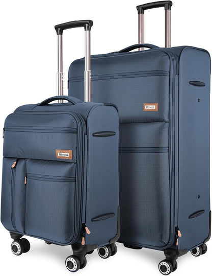 20'' Carry on Luggage,Softside Suitcase w/TSA LOCK,Expandable 20% Luggage w/Double Spinner Wheels,Lightweight Rolling Suitcases for Men/Women（Navy,20in）