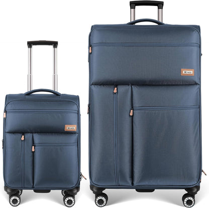 20'' Carry on Luggage,Softside Suitcase w/TSA LOCK,Expandable 20% Luggage w/Double Spinner Wheels,Lightweight Rolling Suitcases for Men/Women（Navy,20in）