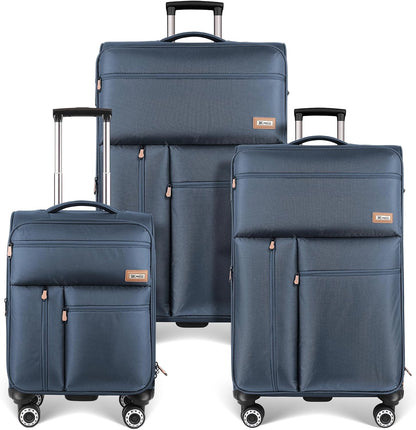20'' Carry on Luggage,Softside Suitcase w/TSA LOCK,Expandable 20% Luggage w/Double Spinner Wheels,Lightweight Rolling Suitcases for Men/Women（Navy,20in）